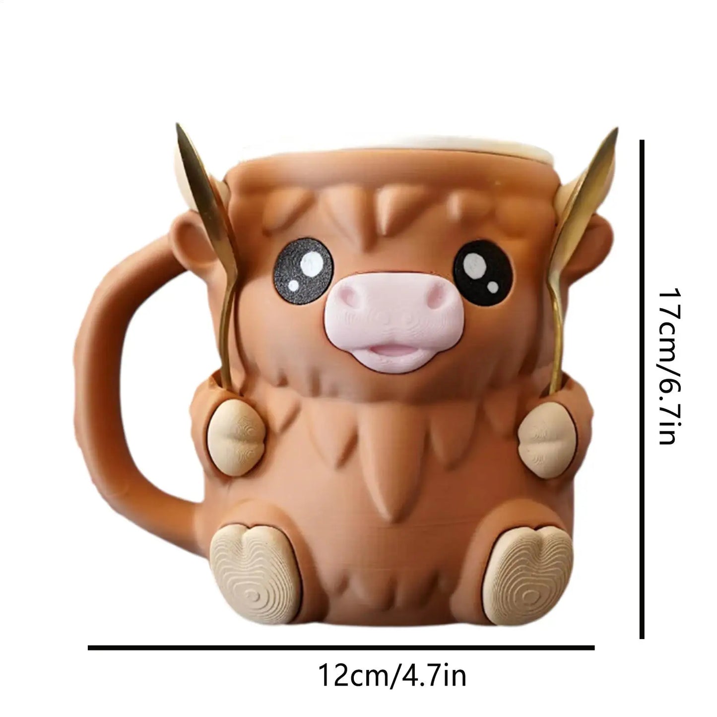 Ice Cream Pint Holder Highland Cow Dessert Tub Decorative Ice Cream Holder with Antifreeze Handle for Yogurt Mix Kids Home