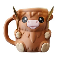 Ice Cream Pint Holder Highland Cow Dessert Tub Decorative Ice Cream Holder with Antifreeze Handle for Yogurt Mix Kids Home