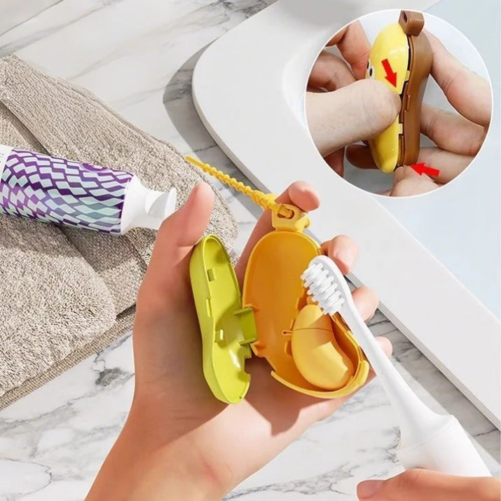 1Pcs Compartment Toothbrush Dust Clamp Banana Toothbrush Head Protective Cover with Toothpaste Portable Travel Style Storage Box