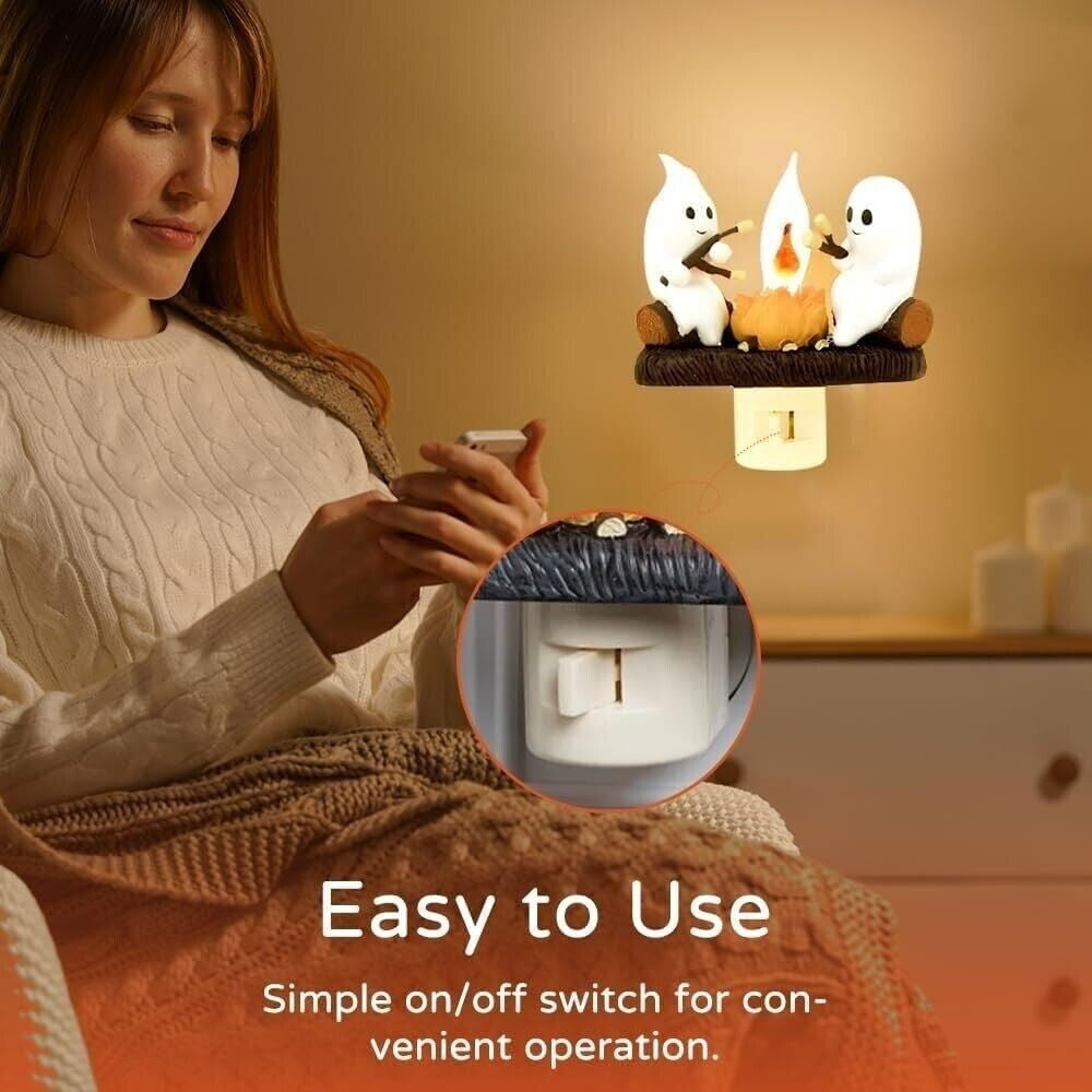 Halloween Decorations, Ghost Campfire Flickering Nightlight, 3D Sculpture 1 Pack