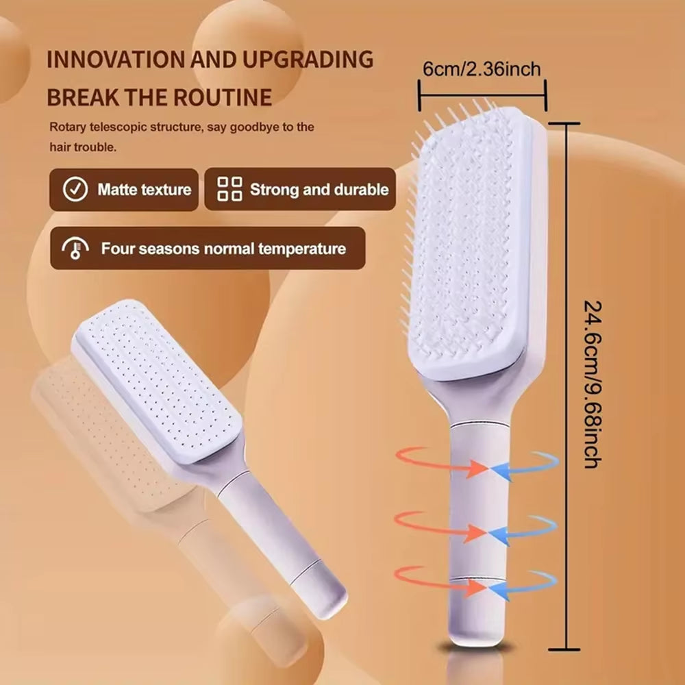 Self-Cleaning Scalp Massage Comb Air-Bag Hair Comb Portable Anti-Detangling Hair Brush for Hair Styling One-Key Cleaning Tools