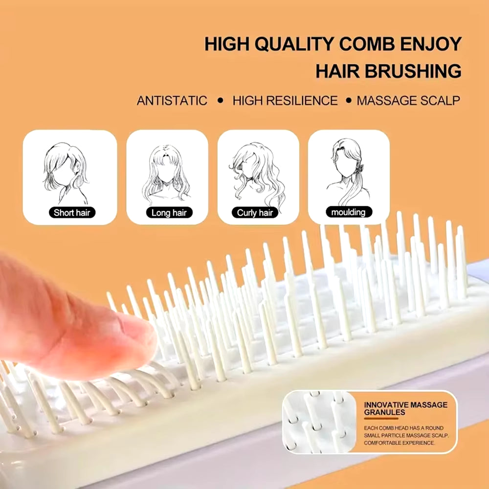 Self-Cleaning Scalp Massage Comb Air-Bag Hair Comb Portable Anti-Detangling Hair Brush for Hair Styling One-Key Cleaning Tools