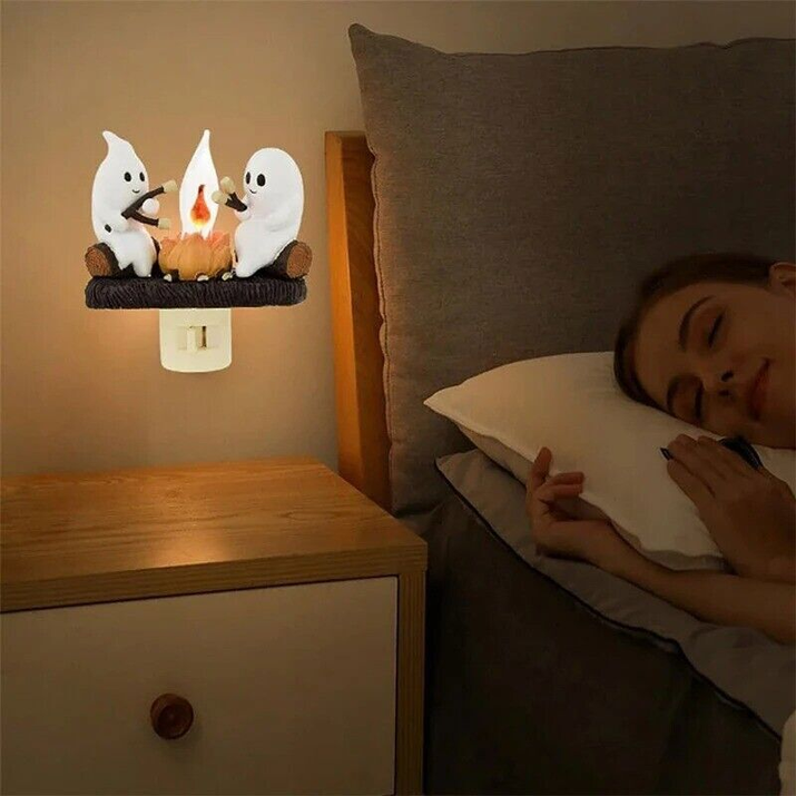Halloween Decorations, Ghost Campfire Flickering Nightlight, 3D Sculpture 1 Pack