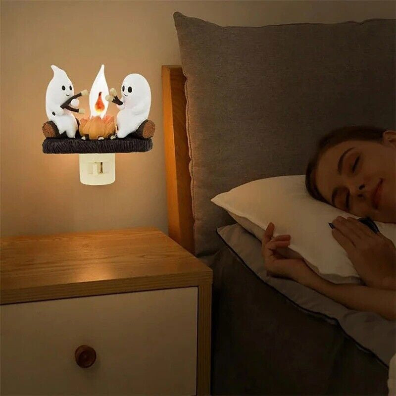 Halloween Decorations, Ghost Campfire Flickering Nightlight, 3D Sculpture 1 Pack