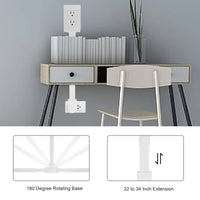 Rotatable Power Socket Expander 3 Prong Electrical Outlets Power Strip 22 to 34 Inch Extension 180 Degree Rotating Base 110V US