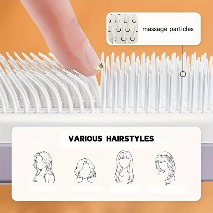 Self-Cleaning Scalp Massage Comb Air-Bag Hair Comb Portable Anti-Detangling Hair Brush for Hair Styling One-Key Cleaning Tools