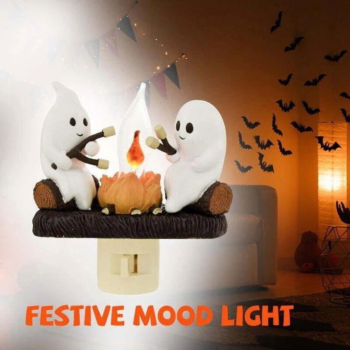 Halloween Decorations, Ghost Campfire Flickering Nightlight, 3D Sculpture 1 Pack