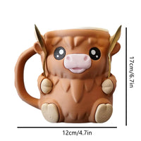 Ice Cream Pint Holder Highland Cow Dessert Tub Decorative Ice Cream Holder with Antifreeze Handle for Yogurt Mix Kids Home