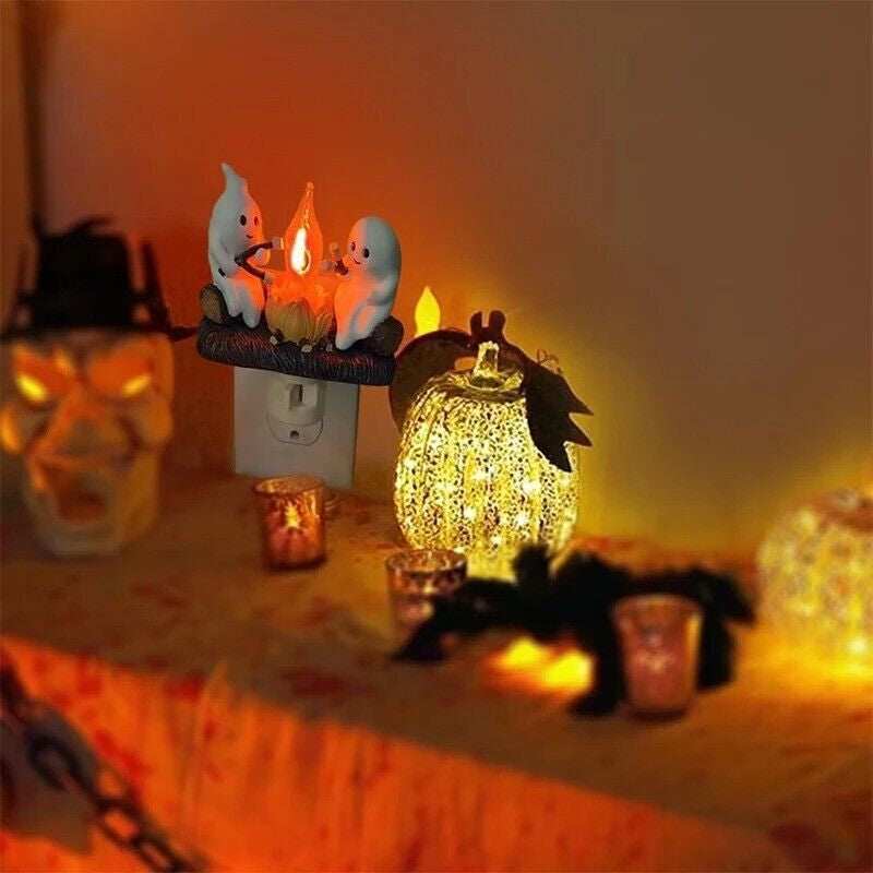 Halloween Decorations, Ghost Campfire Flickering Nightlight, 3D Sculpture 1 Pack